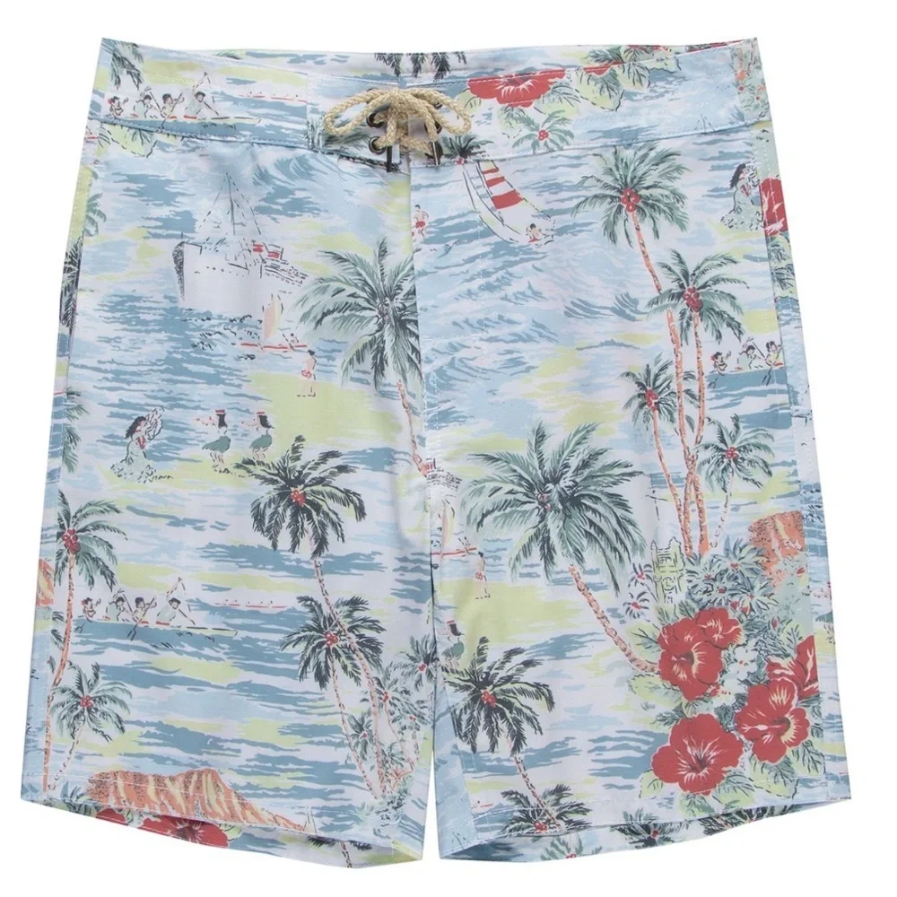 Faherty Men’s Board Shorts 7” Swim Trunks Hawaiian Surf Hibiscus Floral Size 29